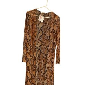 Snakeskin Print Duster Cardigan Long Sleeve Lightweight Cover Up